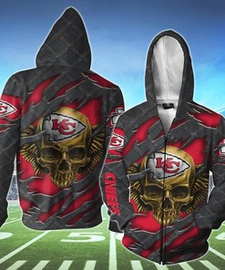 Kansas City Chiefs Skull 3D Hoodie - Great Gift For Fans