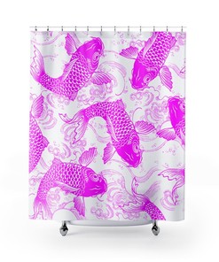 Karpfen Koi Fisch Ukiyo-e Stil Purple Retro Shower Curtain for Unique Bathroom Decor Gift 