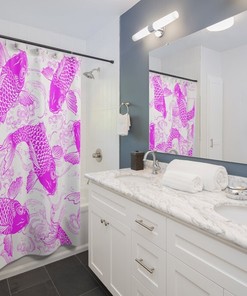 Karpfen Koi Fisch Ukiyo-e Stil Purple Retro Shower Curtain for Unique Bathroom Decor Gift