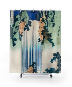 Katsushika Hokusai Waterfall Art Japanese Shower Curtain for Nature Lovers