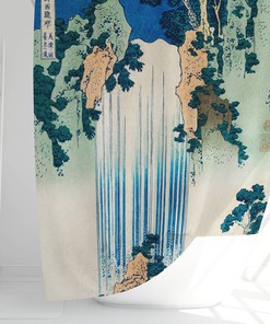 Katsushika Hokusai Waterfall Art Japanese Shower Curtain for Nature Lovers