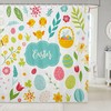 Kawaii Easter Eggs And Rustic Chick Shower Curtain For Cute Bathroom Decor.