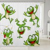 Kawaii Frog Cartoon Animal Shower Curtain For Kids And Teens Bathroom 
