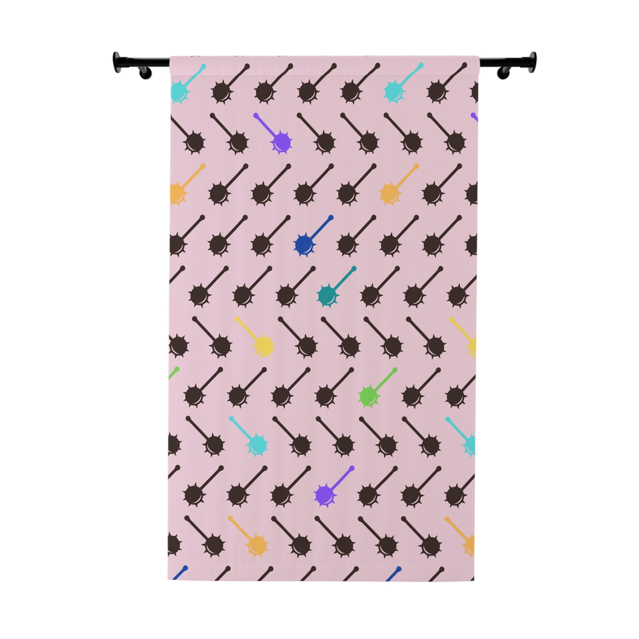 Kawaii Gamer Girl Window Curtain - Retro Gaming Club Pattern In Pink Pastel