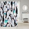 Kawaii Penguin Bath Curtain for Kids, Wildlife Print Shower Curtain, Winter Bathroom Decor