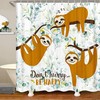 Kawaii Sloth Climbing Tree Shower Curtain, Perfect for Kids Bathroom 