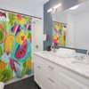 Kawaii Smile Pop Art Shower Curtain for Fun Tropical Bathroom Decor