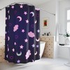Kawaii Style Kids Bathroom Decor Shower Curtain with Purple Clouds, Moon, and Stars