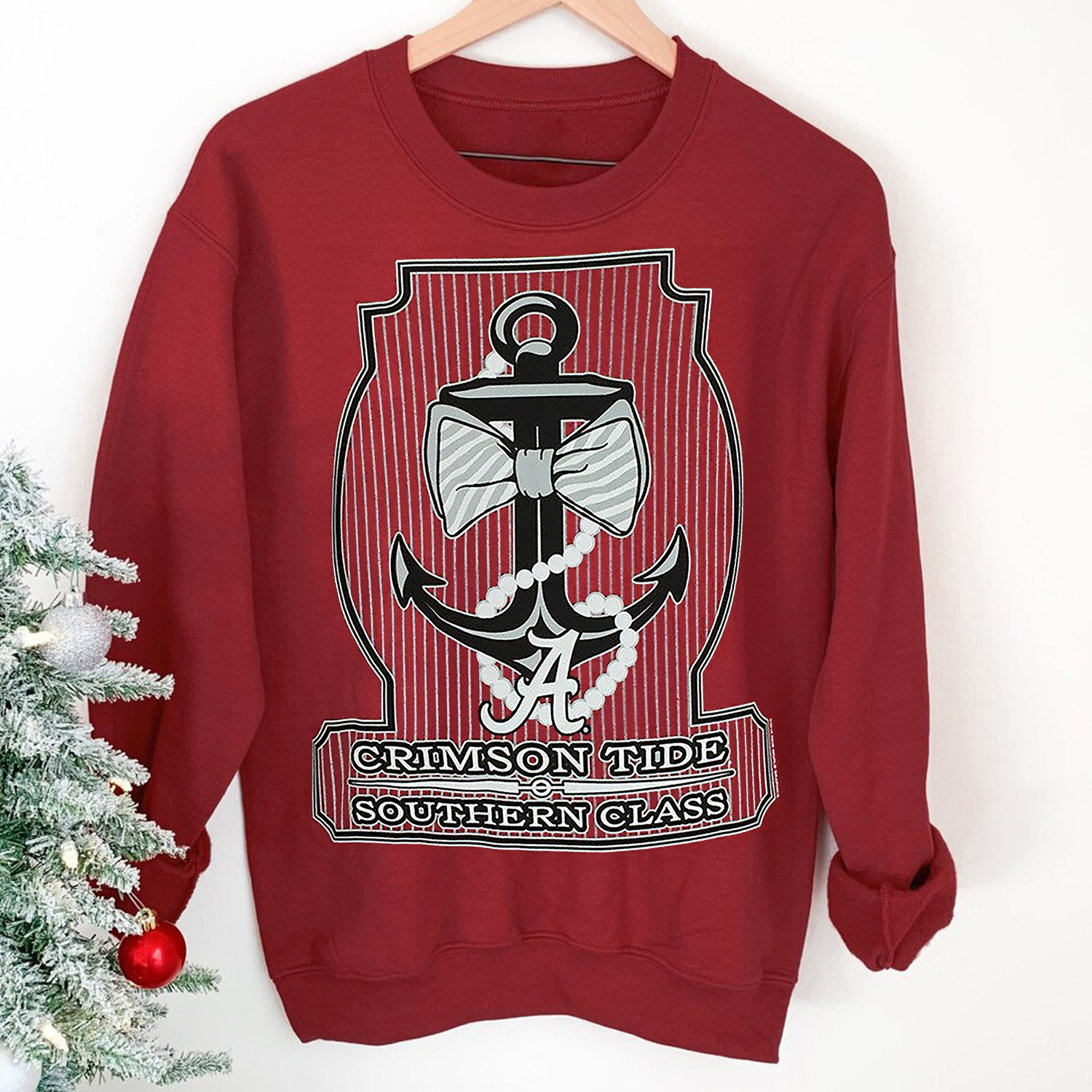 Keep It Classy With Alabama Crimson Tide Southern Class Anchor Pearls Long Sleeves T Shirt