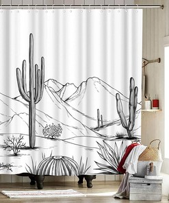 Keep It Simple with Western Shower Curtain for Black and White Bathroom Decor