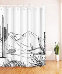 Keep It Simple with Western Shower Curtain for Black and White Bathroom Decor