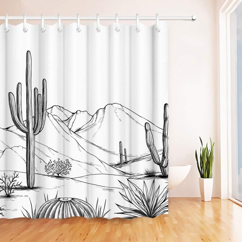 Keep It Simple with Western Shower Curtain for Black and White Bathroom Decor