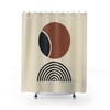 Keep The Southwestern Desert Close With This Rainbow Sun Moon Shower Curtain, Rust Brown Black And Sand Beige Design