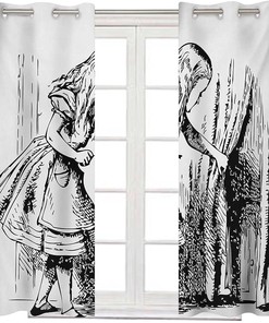 Keep The Sunlight Out With Alice In Wonderland Privacy Curtains For Window Drapes.