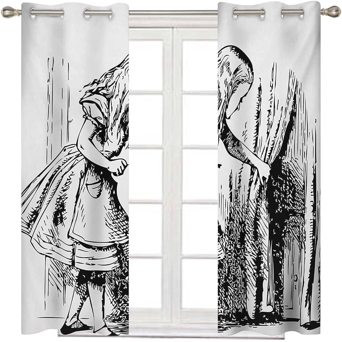 Keep The Sunlight Out With Alice In Wonderland Privacy Curtains For Window Drapes.