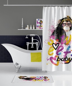 Keep Your Bathroom Clean and Stylish with Monkey Digital Print Shower Curtain - Mould and Mildew Resistant 