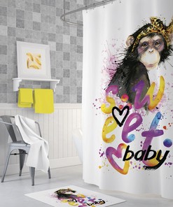 Keep Your Bathroom Clean and Stylish with Monkey Digital Print Shower Curtain - Mould and Mildew Resistant