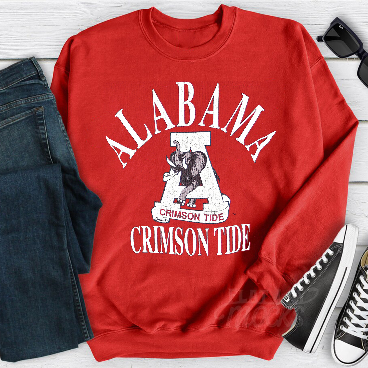 Keep it Classic with NCAA (Jerzees) - Alabama Crimson Tide Crew Neck Sweatshirt from 1990s