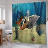 Kid Mermaid Dolphin Ocean Travel Shower Curtain, Waterproof Bathroom Decor with Underwater Quotes