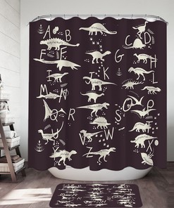 Kids Alphabet Dinosaurs Names Printed Shower Curtain for Toddler and Kid's Bathroom Decor 