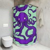 Kids Bathroom Decor - Purple Octopus AI Art Design Shower Curtain Print