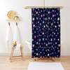 Kids Bathroom Shower Curtain - Navy Blue Rainbow Stars Print Pink Green Purple Yellow 