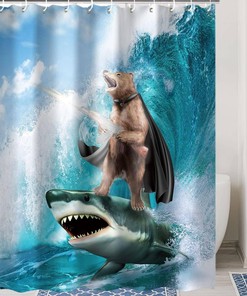 Kids Bear Cool Shower Curtain Bathroom Decor Idea, Perfect For Animal And Forest Lovers 