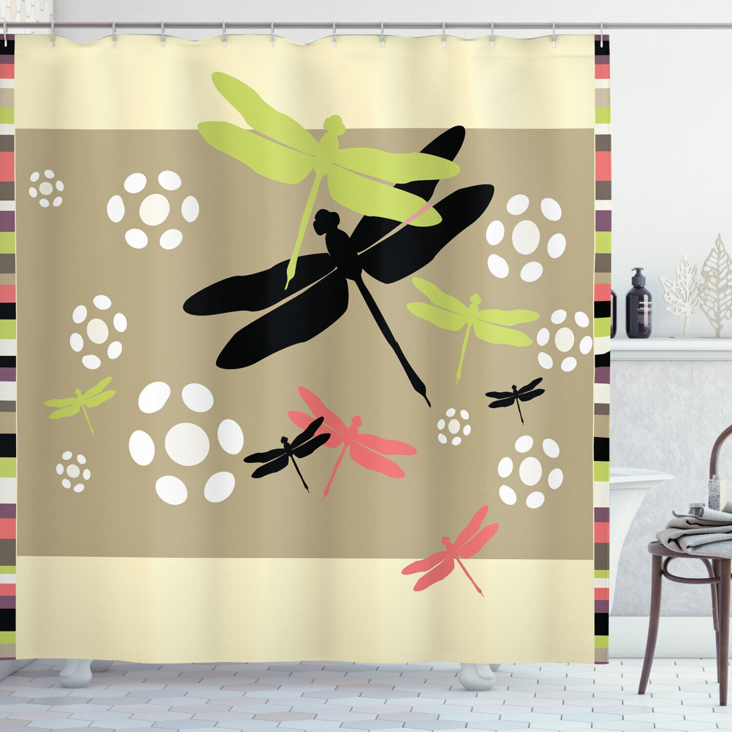 Kids Botanical Growth Dragonfly Shower Curtain For Whimsical Bath Style