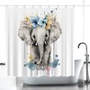 Kids Elephant Shower Curtain - Watercolor Animals For Cute Bathroom Decor