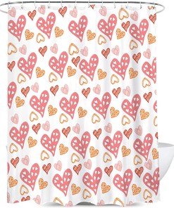Kids Love Heart Heavy Duty Shower Curtain Fabric Waterproof With Metal Grommet Holes And Quotes