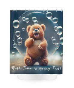 Kids Shower Curtain With Bear Print, Perfect For Animal-Loving Children