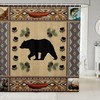 Kids Shower Curtain With Bear Silhouette And Tribal Geometric Grids Print, Perfect For Animal-Loving Children.