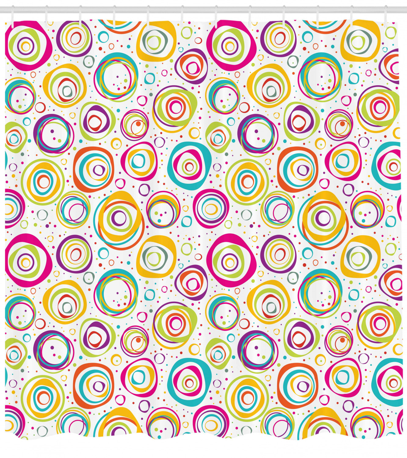 Kids Spiral And Dots Geometric Pattern Shower Curtain For Modern Bathroom Decor