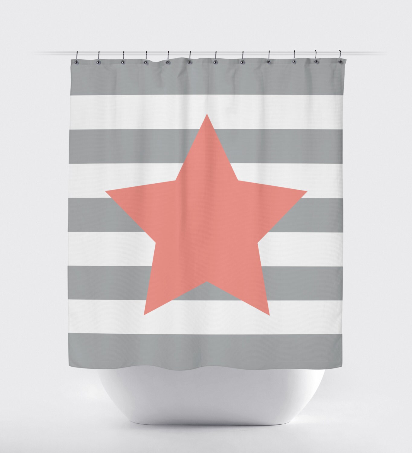 Kid's Star Shower Curtain with Colorful Stripes for Fun Bathroom Decor