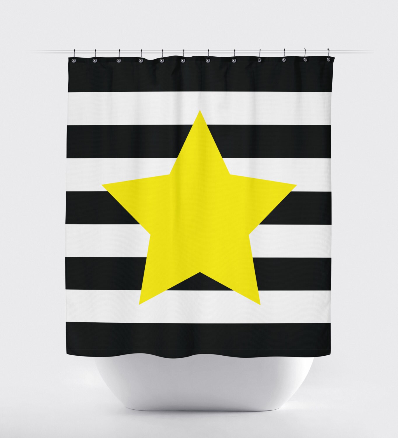 Kid's Star Shower Curtain with Colorful Stripes for Fun Bathroom Decor