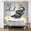 Kids Sunflower Rustic Bathroom Funny Elephant Shower Curtain - Cute Animal Decor