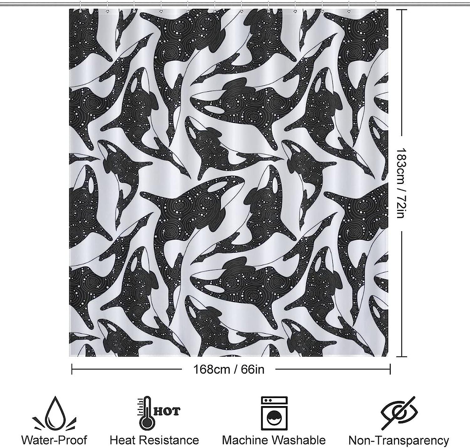 Killer Whale Art Shower Curtain for Your Bathroom Hotel
