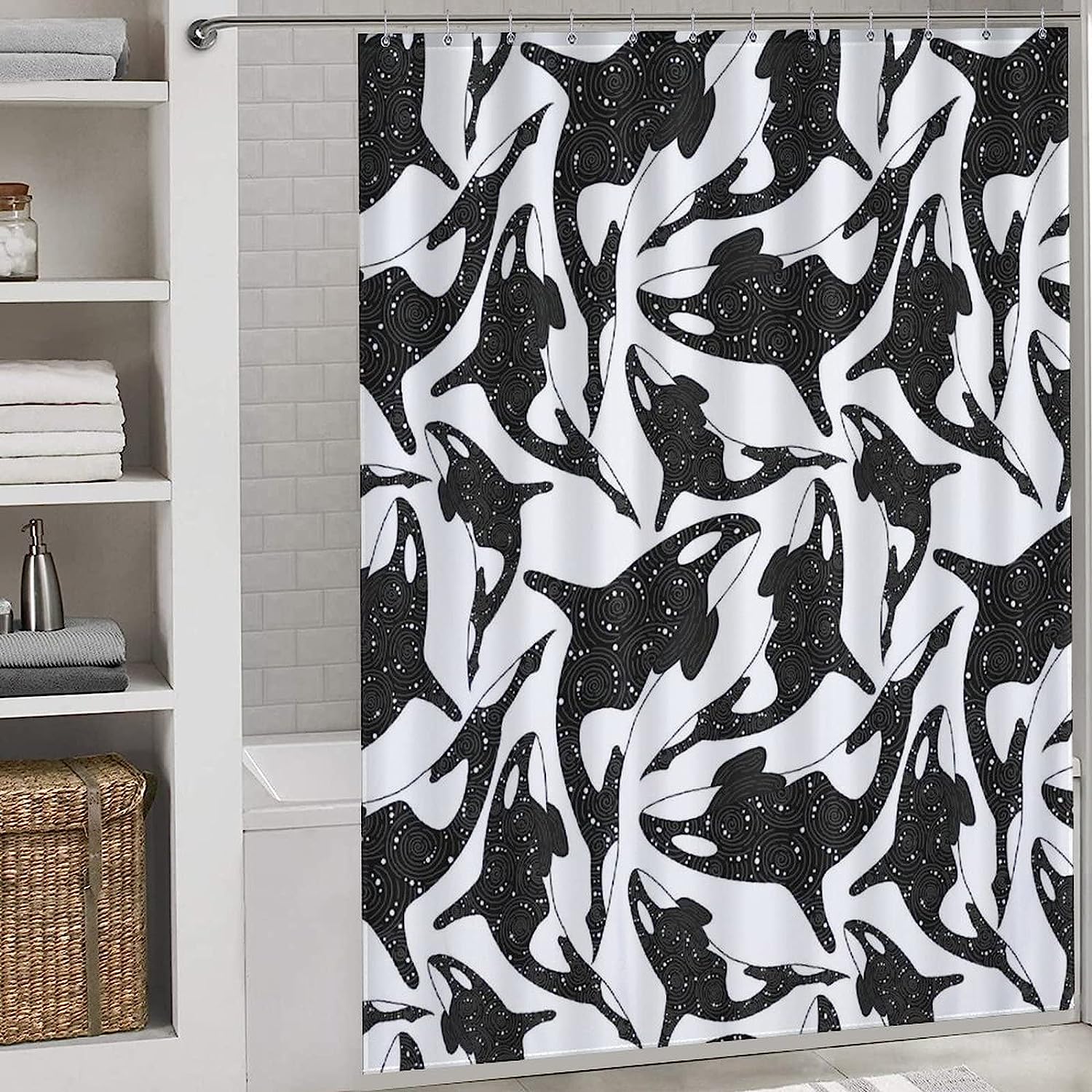 Killer Whale Art Shower Curtain for Your Bathroom Hotel