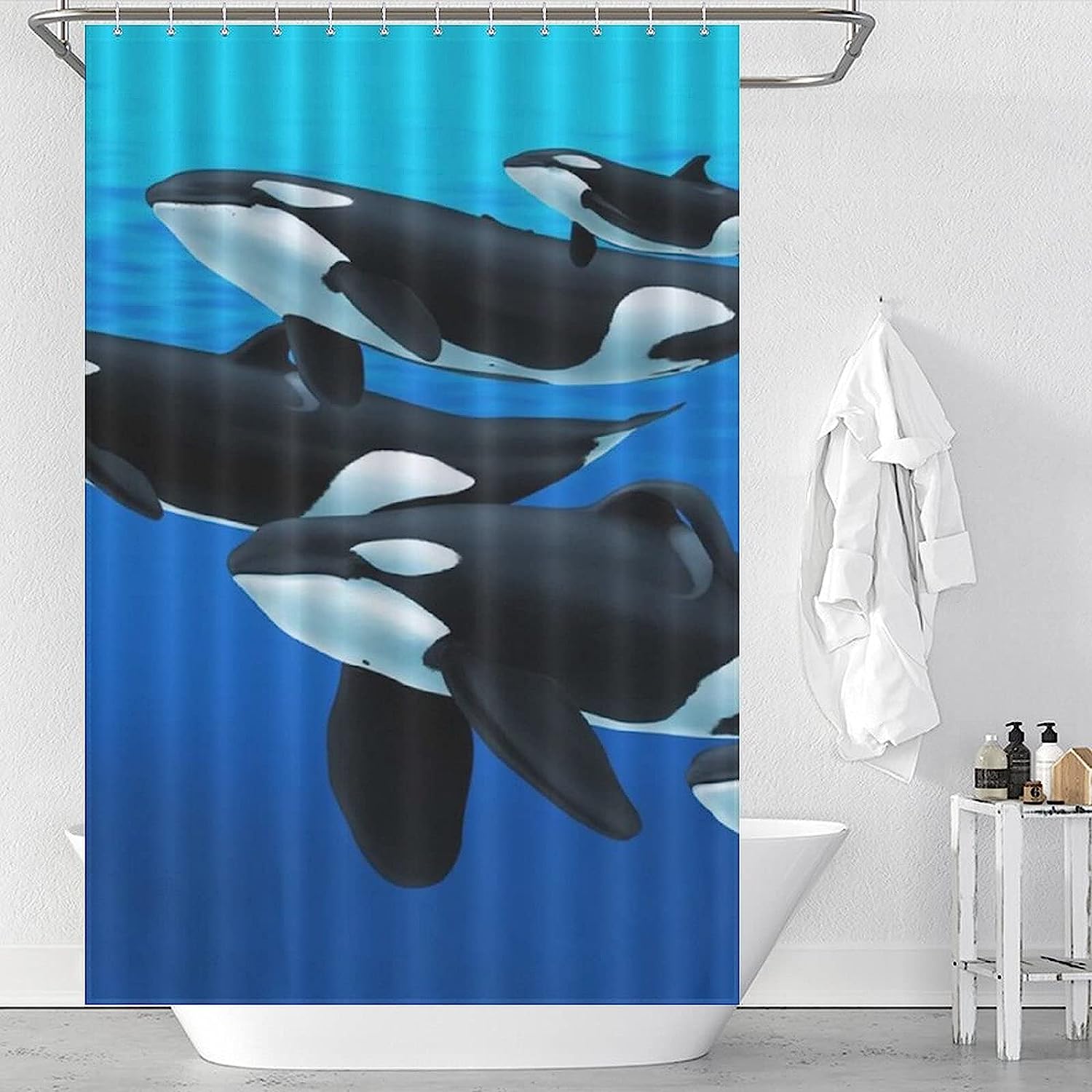 Killer Whale Waterproof Shower Curtain for Bathroom Decor
