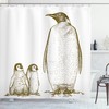 King And Baby Penguin Print Animal Shower Curtain For Bathroom