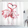 Kissing Flamingos Animal Love Shower Curtain - Romantic Bathroom Decor