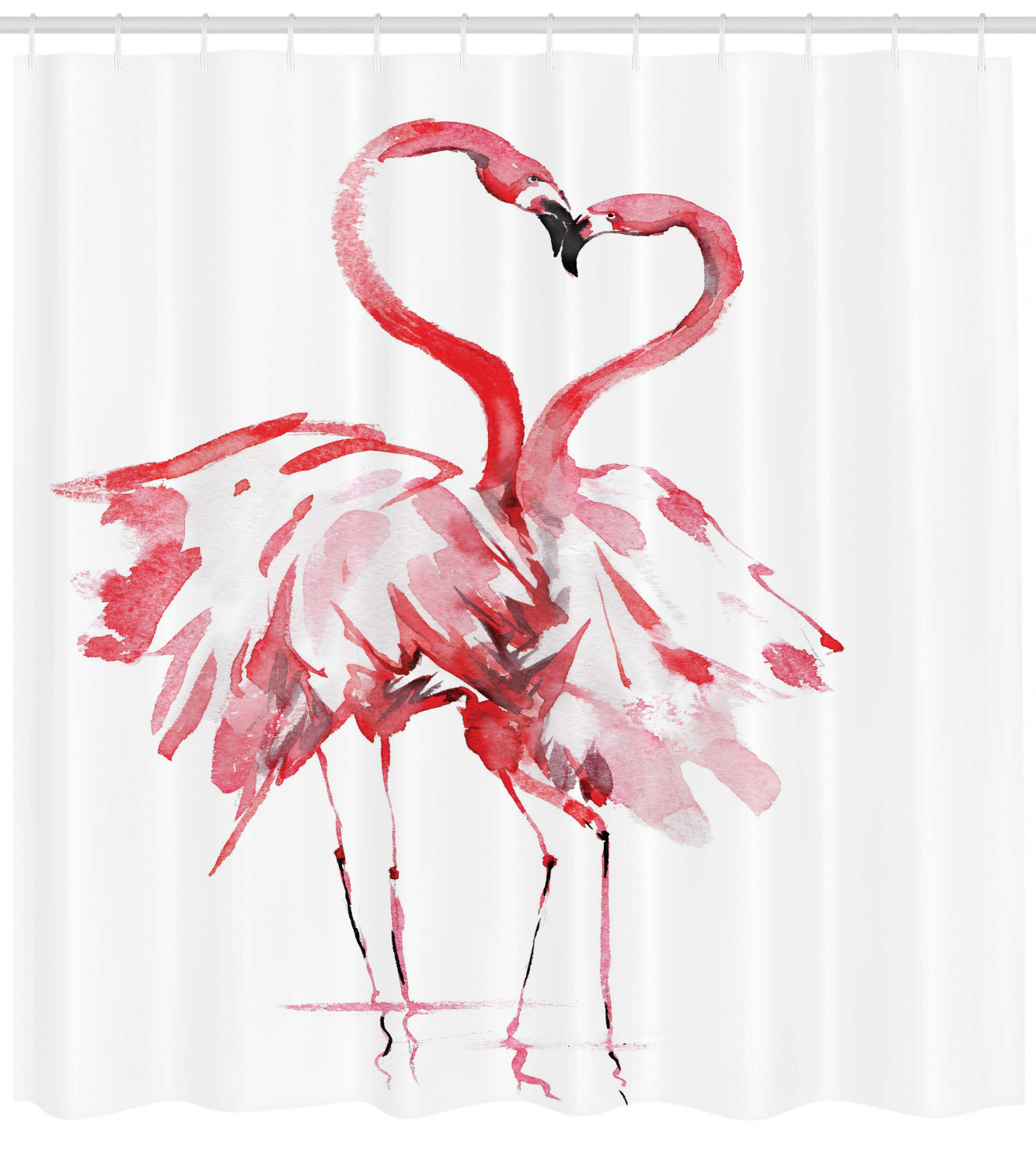 Kissing Lovers Artful Print Flamingo Shower Curtain For Romantic Bathroom Decor