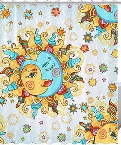 Kissing Moon And Sun Funny Shower Curtain For Bathroom