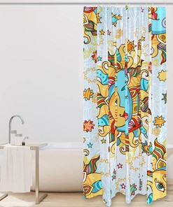 Kissing Moon And Sun Funny Shower Curtain For Bathroom
