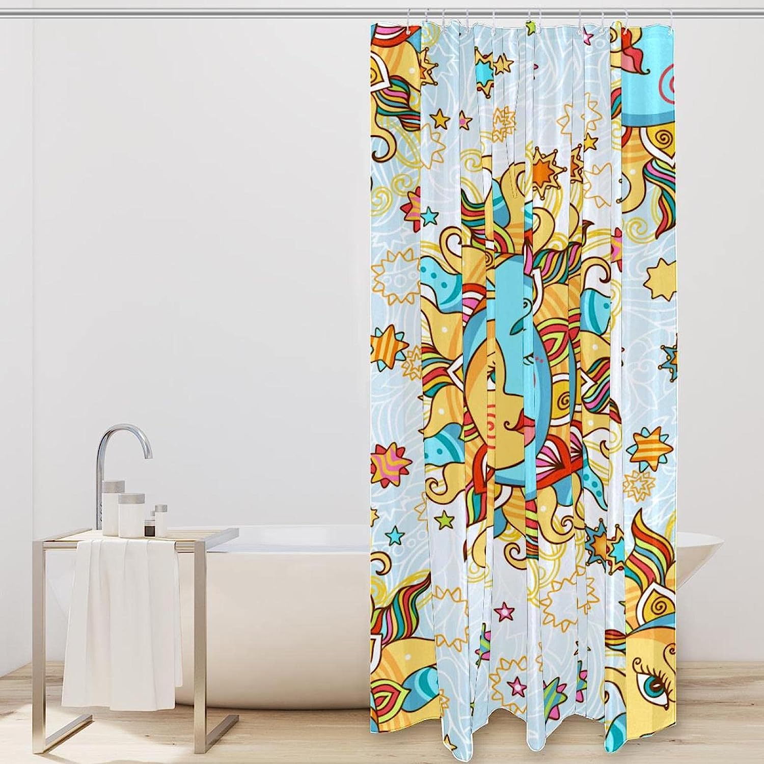 Kissing Moon And Sun Funny Shower Curtain For Bathroom