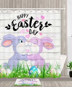 Kissing Rabbits Easter Shower Curtain for a Playful Bathroom