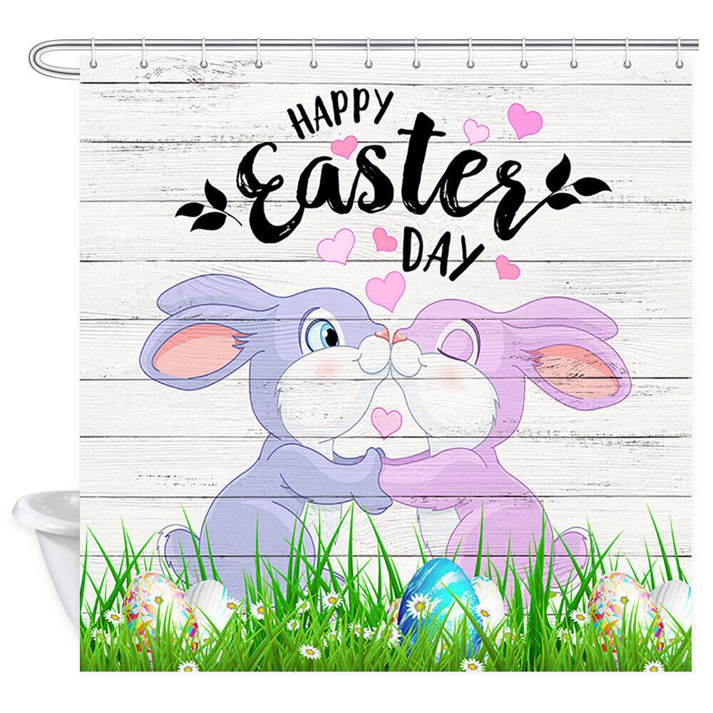 Kissing Rabbits Easter Shower Curtain for a Playful Bathroom