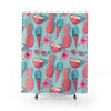 Kitschy Coastal Vibes: Hawaiian Pattern Shower Curtain with Pineapple and Coconut 