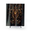 Klimt-Inspired Gothic Revival Shower Curtain Romantic Mystery Print With Black Gold Red Patterns