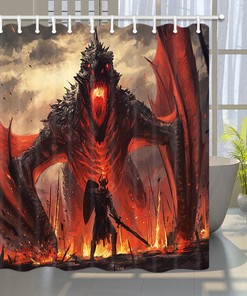Knight Challenge Dragon Fabric Shower Curtain for Your Bathroom Decor